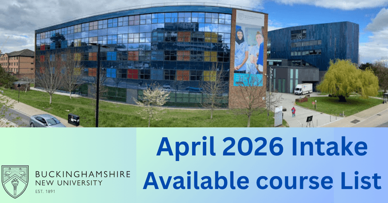 Buckinghamshire university April 2026 Intake Available Course List
