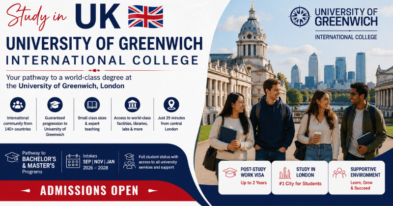 Study in UK at University of Greenwich International College | Admissions Open