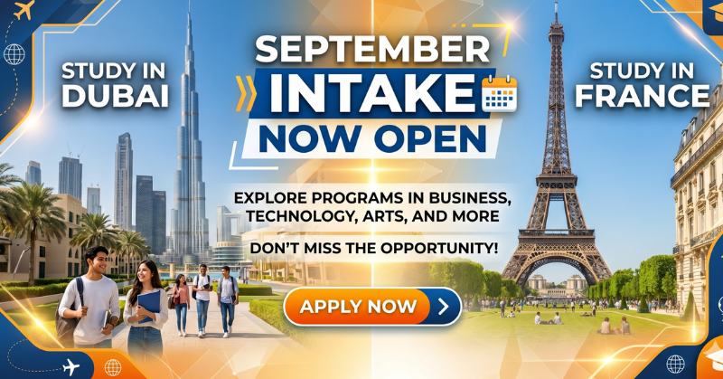 Study in Dubai & France | September Intake with Scholarship | Business & Hospitality Programs