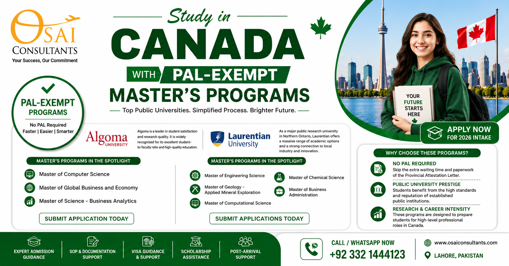PAL-Exempt Master’s Programs in Canada | Algoma & Laurentian University Admissions 2026