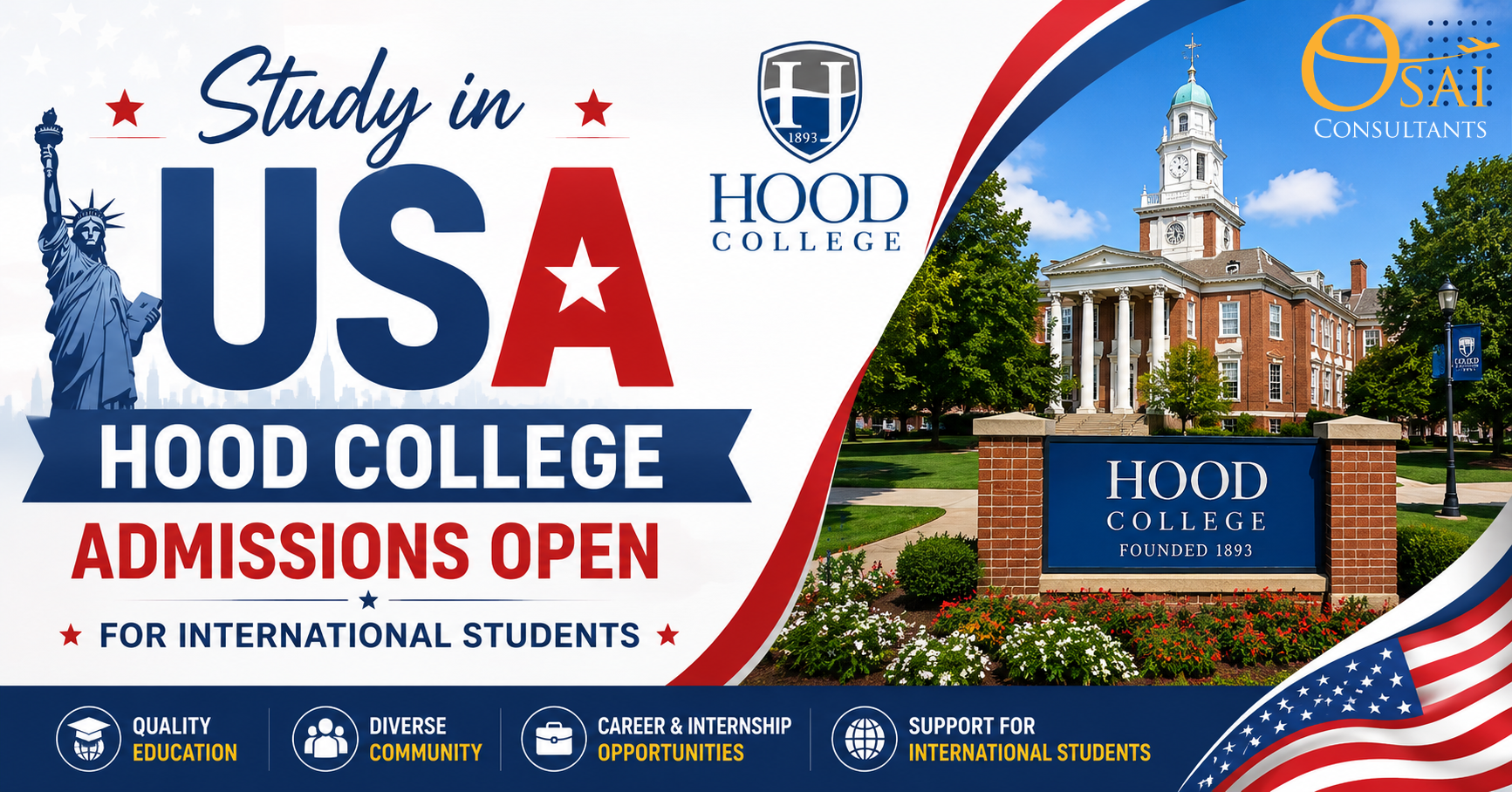 Study in USA | Hood College Admissions Open for International Students 2026