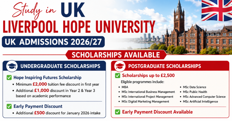 Study in UK | Liverpool Hope University UK Admissions 2026/27 | Scholarships & Entry Requirements